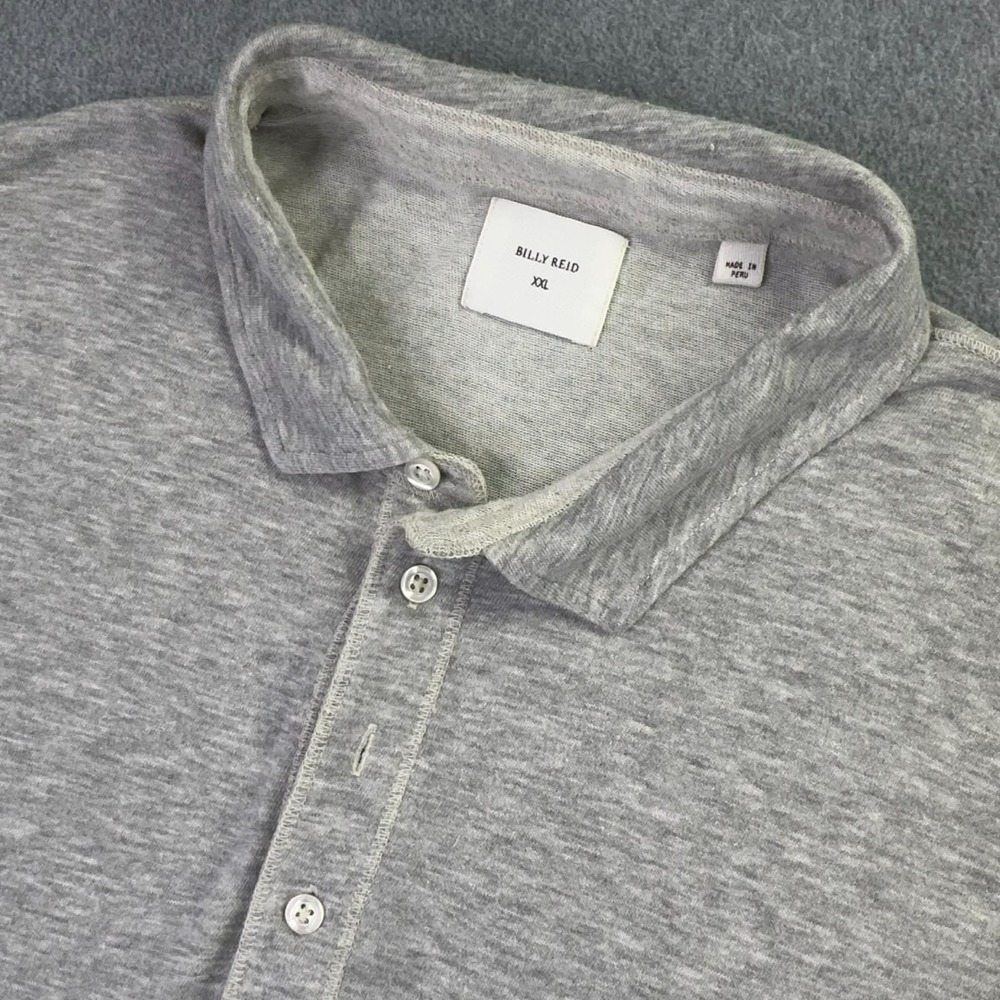 Billy Reid Polo Shirt Men's Size XXL Heather Gray Comfort Designer Luxury Cotton